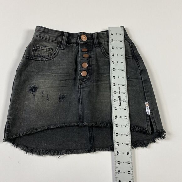 One x ONE TEASPOON 2020 Denim Mini Skirt Coal Button Fly Size 24 - Picture 5 of 10
